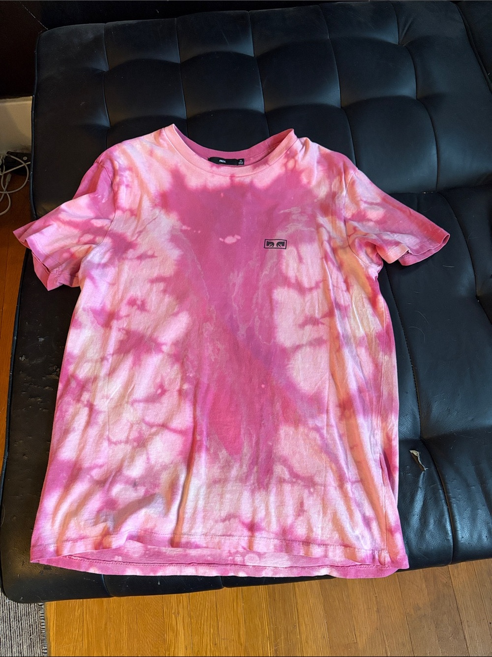 Obey Pink Tie-Dye Short Sleeve Tee with Chest Logo